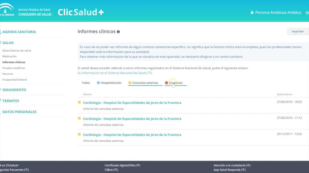 cómo ver mi historial médico andalucía
