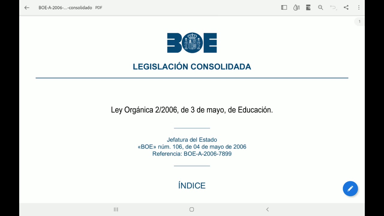 ley 2/2006 de 3 de mayo de educación